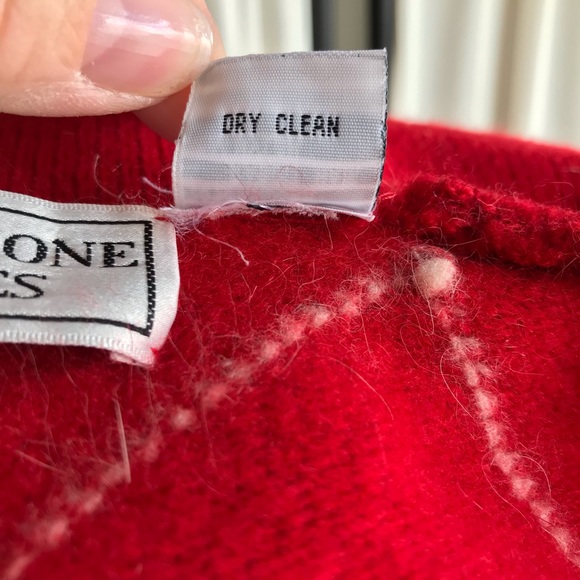 Petite Argyle Wool Angora Cardigan Sweater - Picture 7 of 7